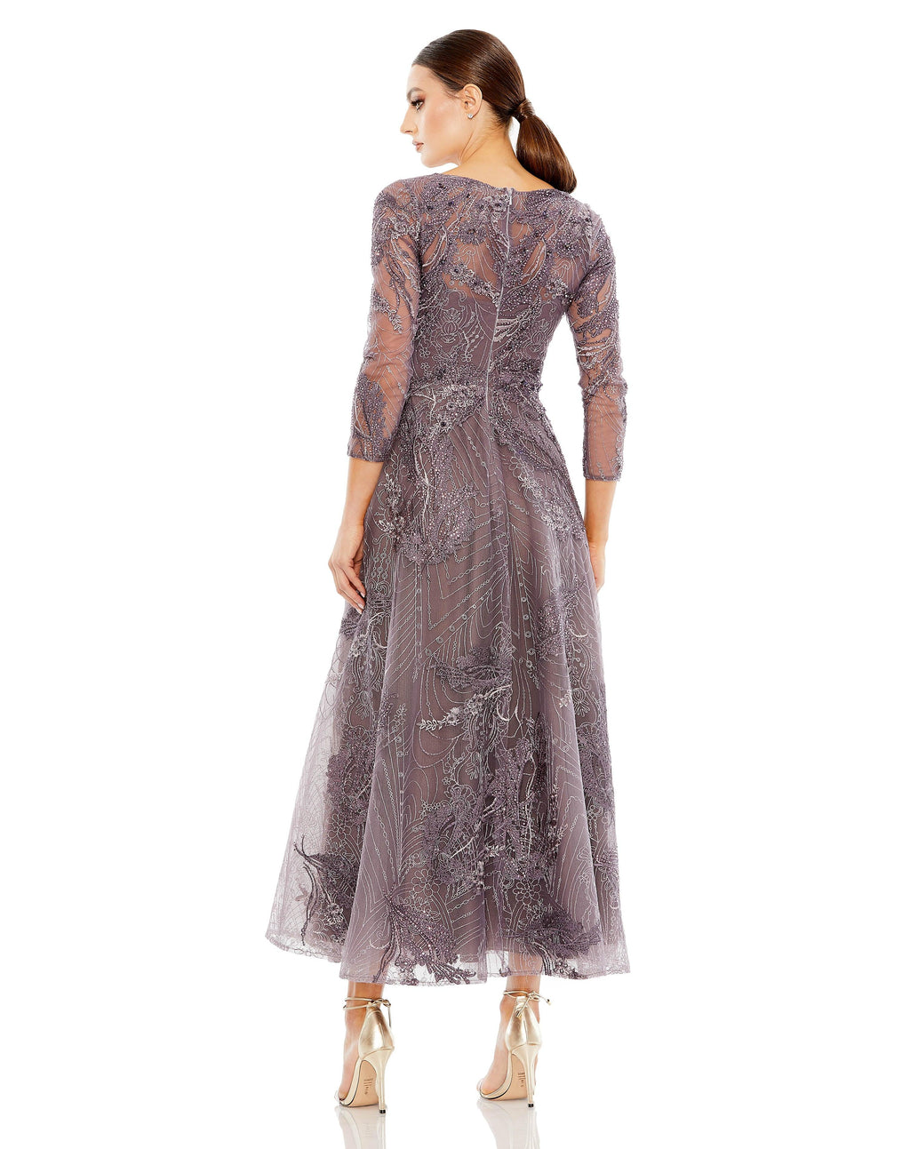 Mac Duggal 20336 Formal Long Sleeve Tea Length Dress Sale