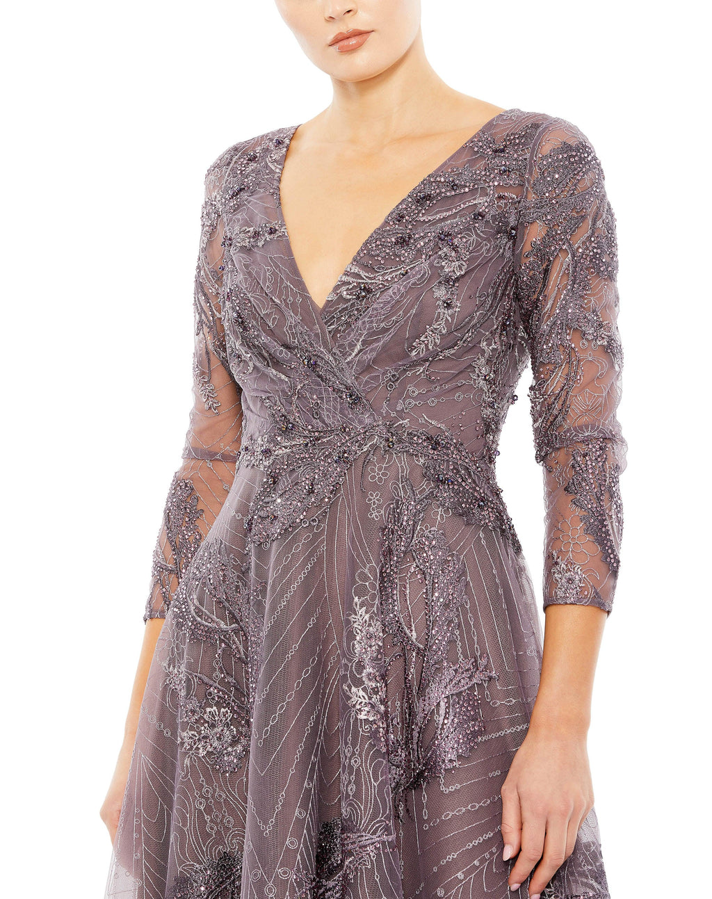 Mac Duggal 20336 Formal Long Sleeve Tea Length Dress Sale