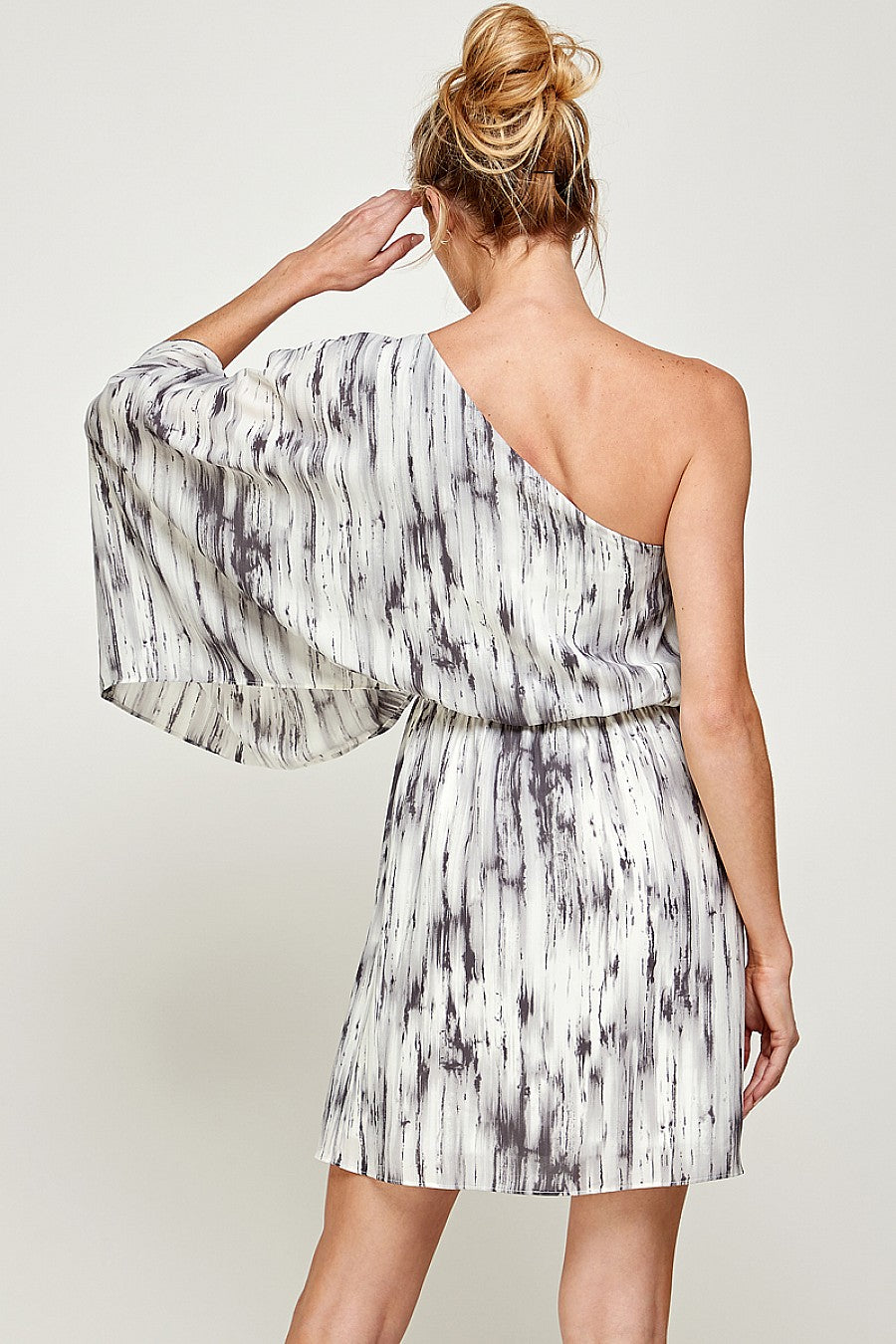 One Shoulder Print Short Dress