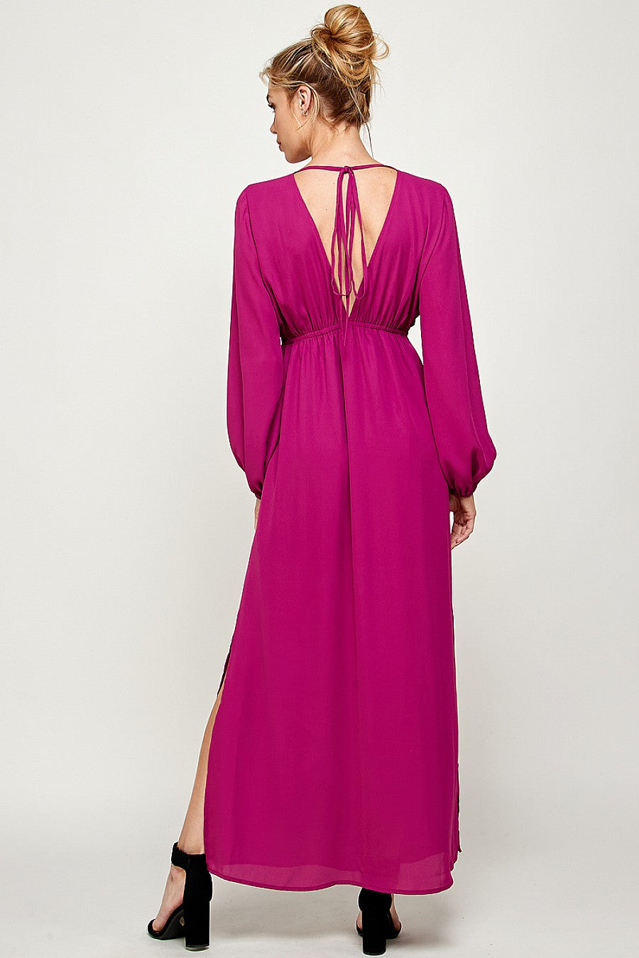 Long Sleeve Side Slit Maxi Dress