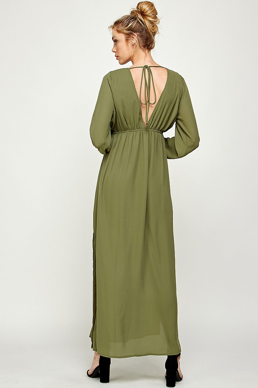 Long Sleeve Side Slit Maxi Dress
