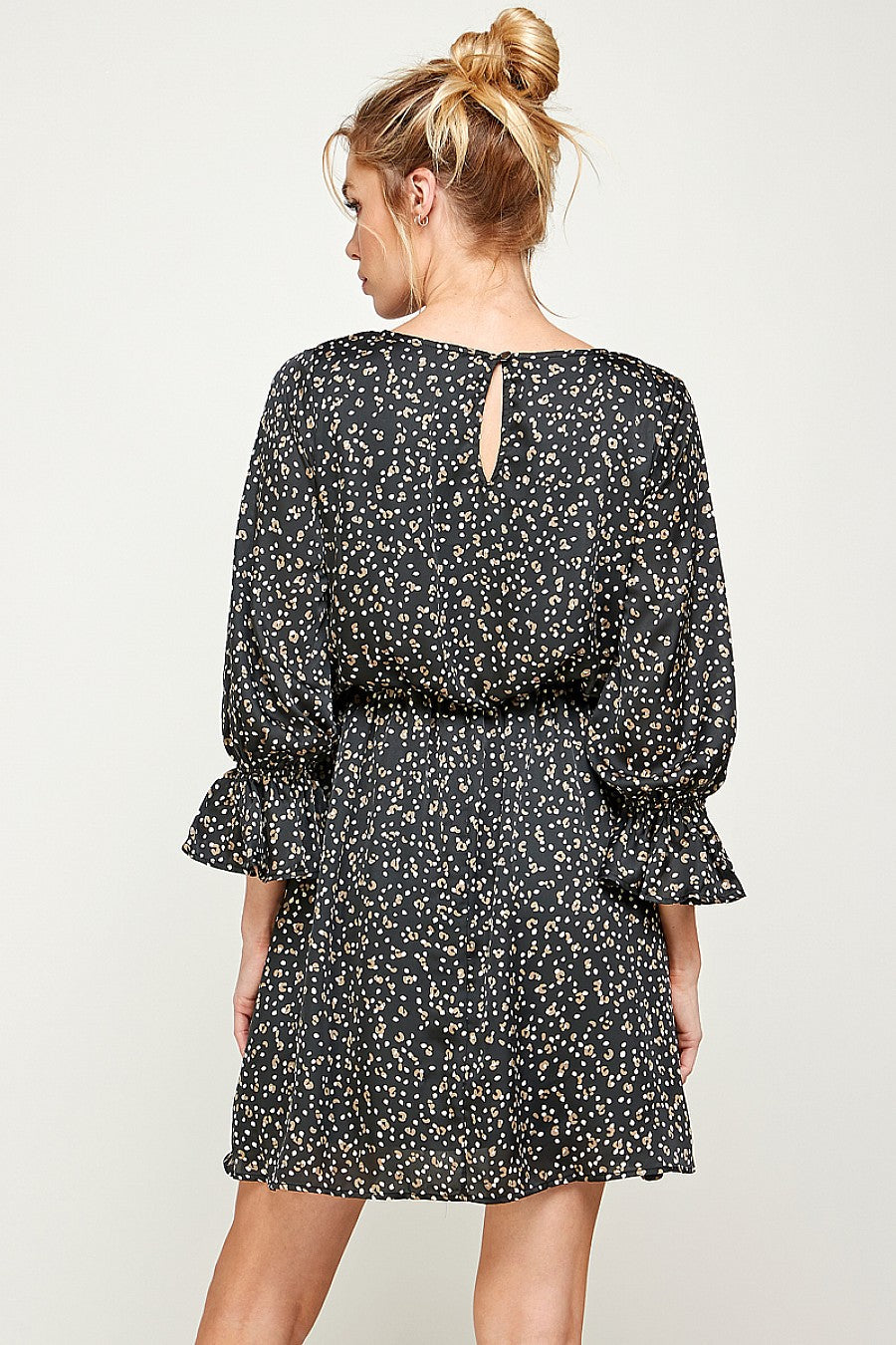 3/4 Sleeve Printed Short Dress