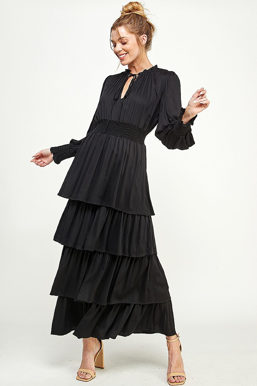 Long Sleeve Tiered Maxi Dress